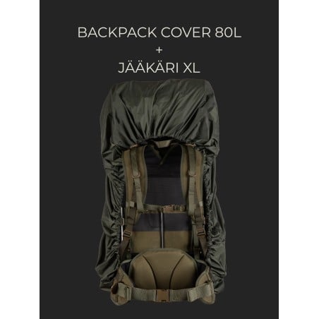 Das Savotta Backpack Cover 80L passt zum Beispiel auf den Jäger XL Rucksack