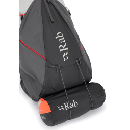 Rab Muon 40L Wanderrucksack beispielhaft mit kompakter Isomatte außen