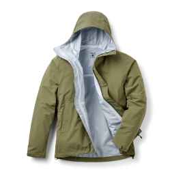 Rab Firewall Regenjacke Khaki geöffnet