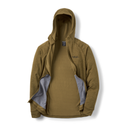 Rab Nexus Hoody Fleecejacke in der Farbe Oak geöffnet
