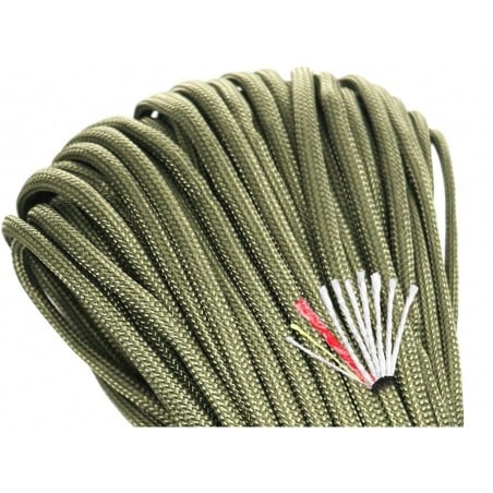 Origin Outdoors Paracord Anzünder 4in1 Oliv mit rotem Anzündfaden, gelber Angelschnur und Nylonfäden