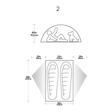 Abmessungen Big Agnes Sarvis VST 2 UL Zelt