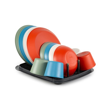 GSI Escape Dish Rack Set beispielhaft mit Geschirr zum Trocknen darauf
