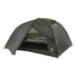 Big Agnes Copper Spur UL3 Bikepack mit geöffnetem Außenzelt