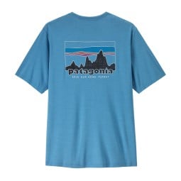 Patagonia Capilene Cool Daily Shirt '73 Skyline: Shore Blue Rückseite mit großem Logo