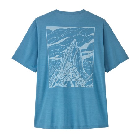 Patagonia Capilene Cool Daily Shirt Cloud Crag: Shore Blue Rückseite mit großem Print