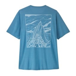Patagonia Capilene Cool Daily Shirt Cloud Crag: Shore Blue Rückseite mit großem Print