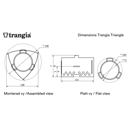Abmessungen Trangia Triangle mit Gasbrenner
