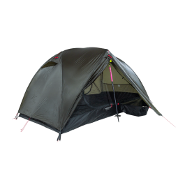 Wechsel Aeron 2 Ultraleichtzelt beispielhaft mit Trekkingstock und separat erhältlicher Wanne für Apsis
