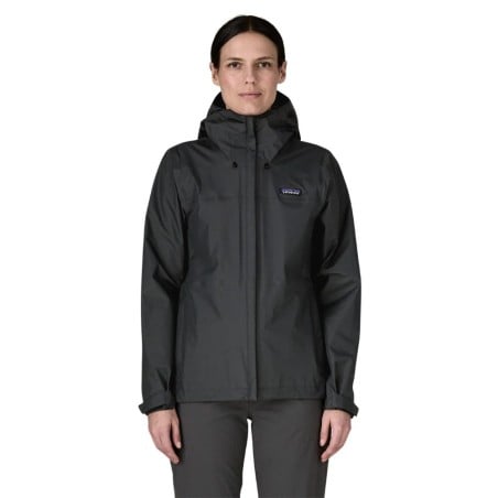 Patagonia Torrentshell 3L Rain Jacket Damen Black Vorderseite mit Modell Gr. S 175 cm