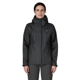 Patagonia Torrentshell 3L Rain Jacket Damen Black Vorderseite mit Modell Gr. S 175 cm