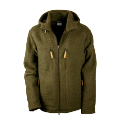Steinkauz Lodenfleecejacke Kapuzenhuber Moosgrün Herren mit zwei großen Brusttaschen