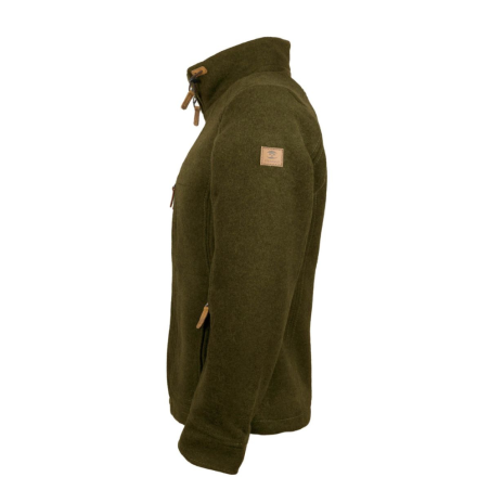 Steinkauz Lodenfleecejacke Kragenhuber Moosgrün Lodenjacke Herren Seitenansicht