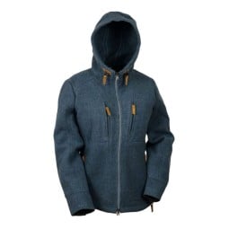 Steinkauz Lodenfleecejacke Kapuzenwally Damen Petrolblau mit kuscheliger Kapuze