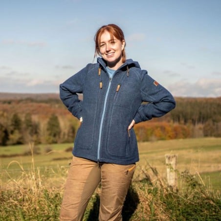 Steinkauz Lodenfleecejacke Kapuzenwally Damen an Modell
