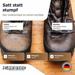 Fibertec Shoe Wax Pflege & Imprägnierung unterschied Vor und Nach der Behandlung