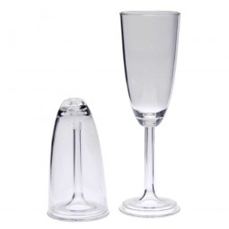 GSI Champagner Glas Vergleich aufgebaut und eingepackt