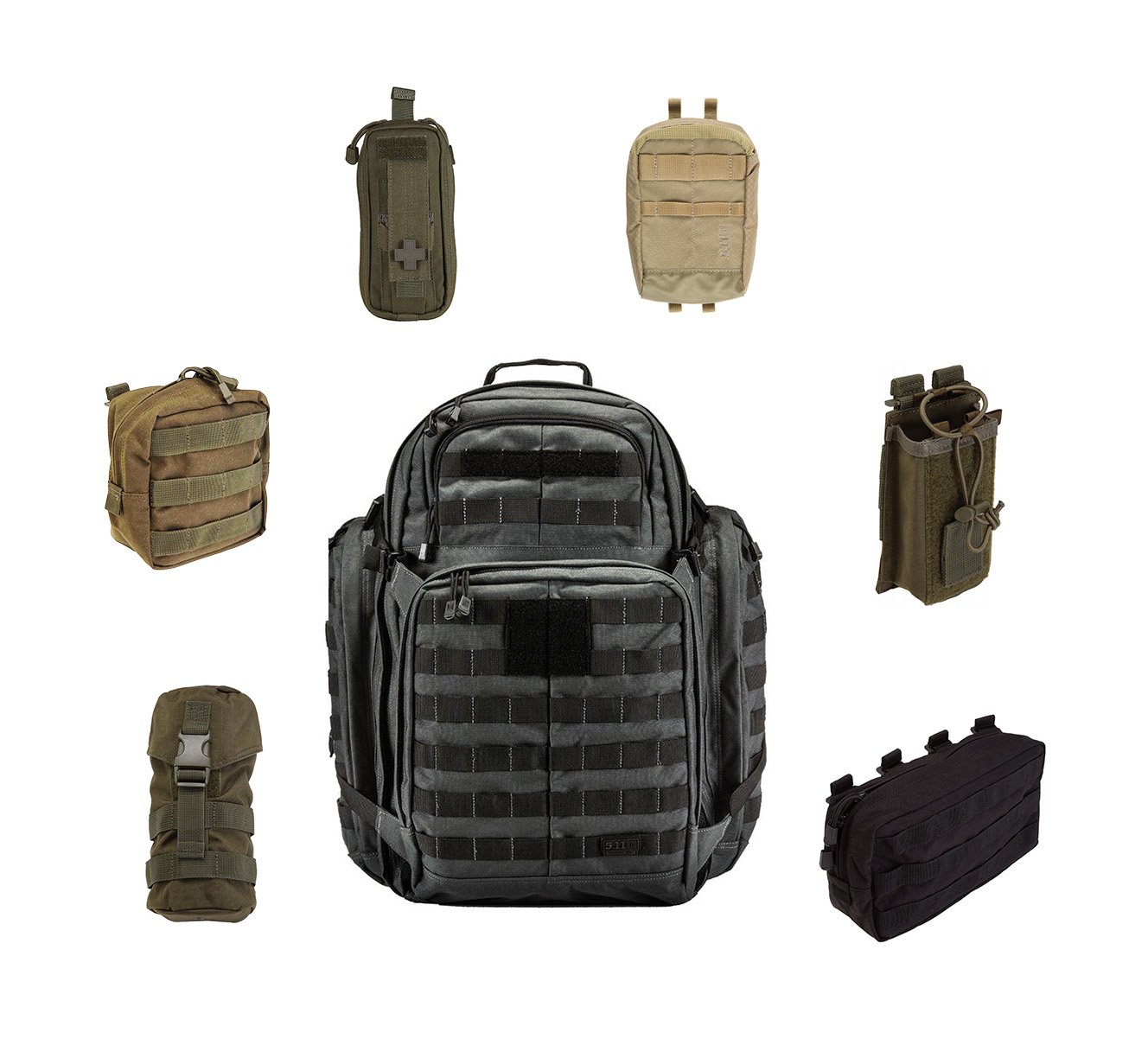 5.11 Molle Rucksack mit diversen Zusatztaschen